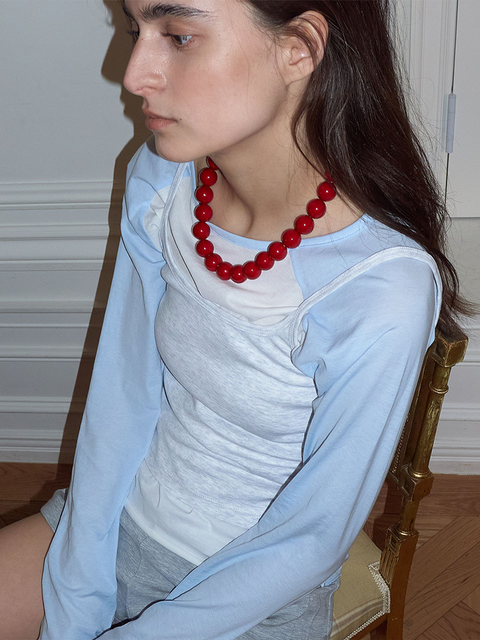 THEPORTA Contrast Raglan Sky Blue 長袖上衣
